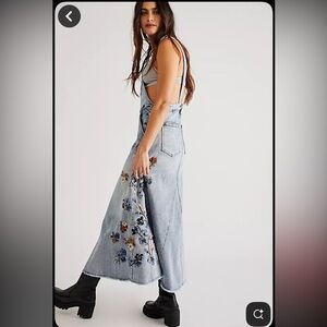 Free People x Driftwood Garden Skirtall Embroidered Overall Maxi Dress SZ Small